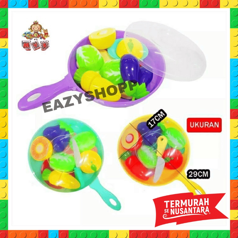 Mainan Masak2an Masak Memasak Sayur Buah Potong Plastik Anak Cewek Set