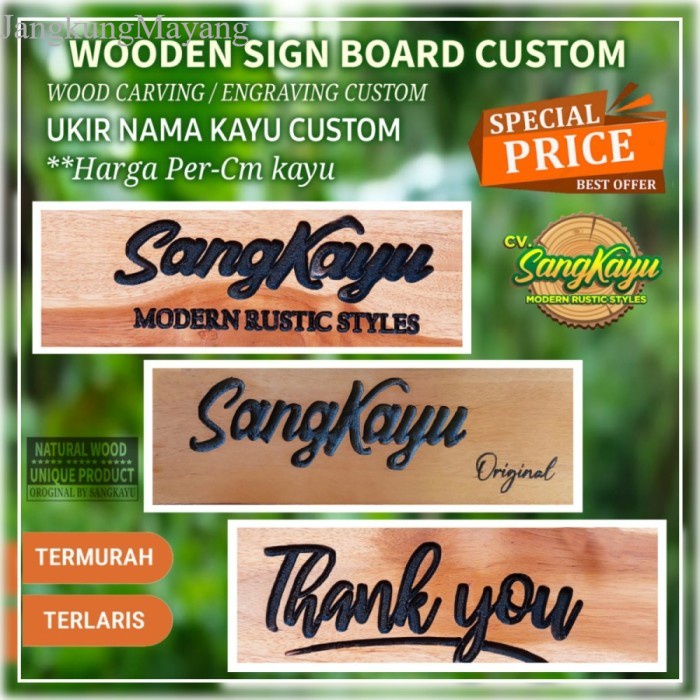 

Papan nama kayu custom signage sign ukir nama kayu custom sign board - KAYU MAHONI, 8 cn murah