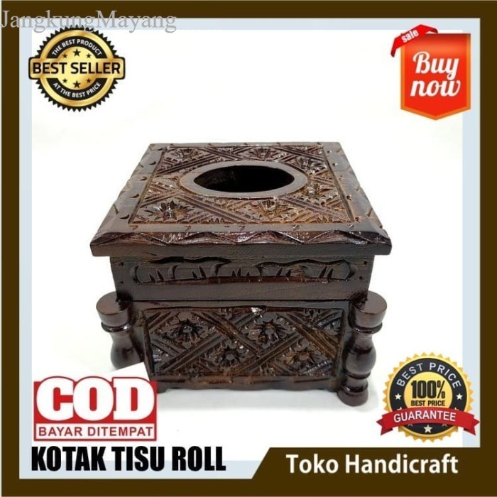 

TH - Kotak Box Tisu Roll Kotak Ukir Pahatan Kayu Jati murah