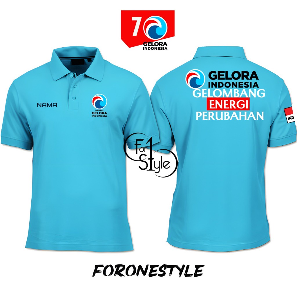 BANYAK GAMBAR - Baju Partai GELORA Indonesia - Kaos Parta gelora nomor 7  - Polo Partai GELORA Indon