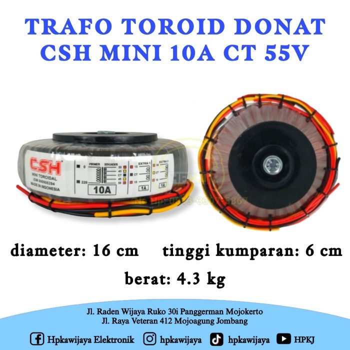 TRAVO TRAFO TOROID DONAT CSH MINI 10A CT 55V trafo donat CSH 10 A CT 55 V