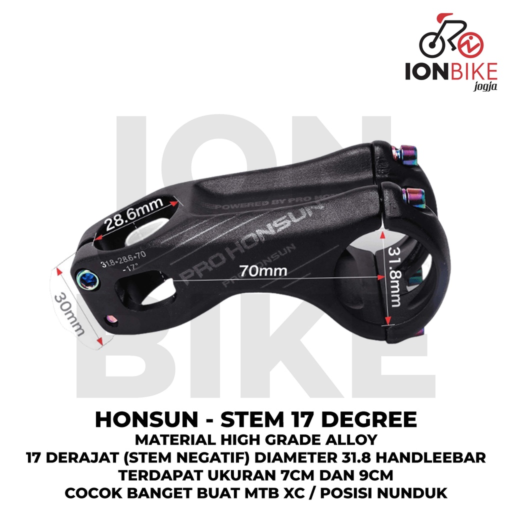 NEW JP Stem Honsun PRO Oversize 7 9 Cm 17 Derajat 31.8 Oversize Sepeda MTB Alloy Minus Negatif