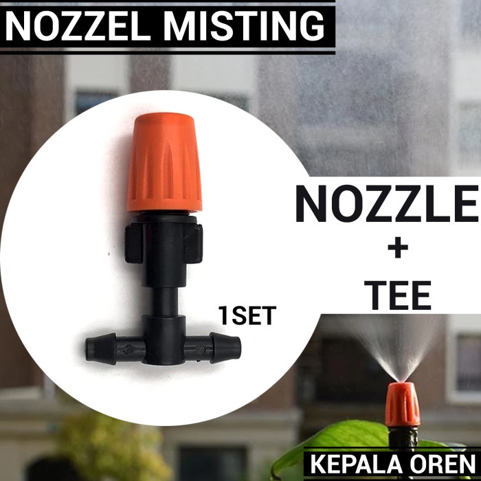 Nozzle Misting Oren + Tee Konektor