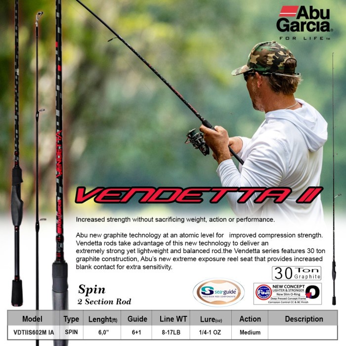 ORIGINAL JORAn ABU GARCIA VENDETTA II Spinning dan BAit Casting