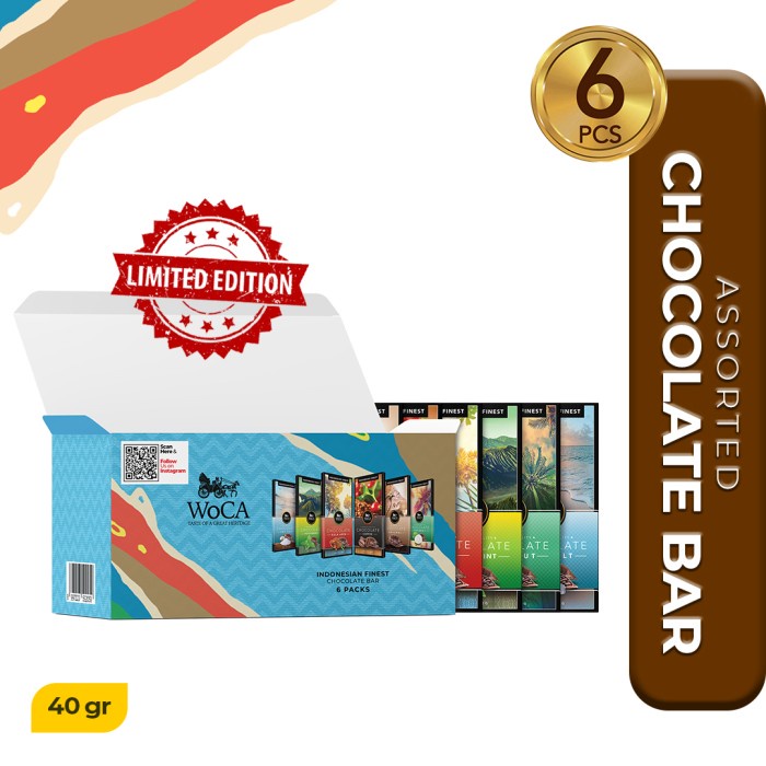 

[KUALITAS TERBAIK] WoCA Cokelat Mix Assorted Premium Chocolate Bar 6x40 gram 1 SET