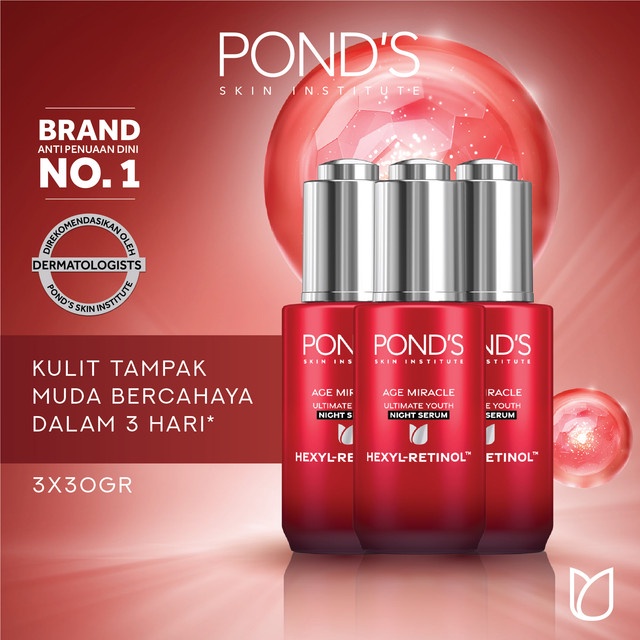 PONDS AGE MIRACLE ULTIMATE NIGHT SERUM HEXYL RETINOL 30gr x3