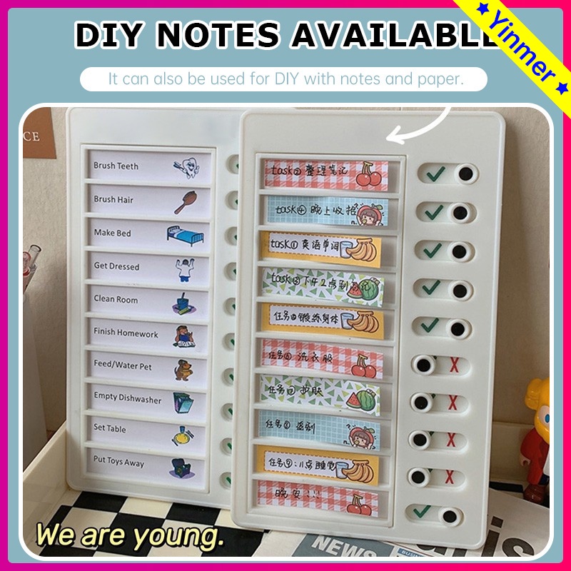 

COD✨Daftar Periksa Pesan ，Catatan RV ，Papan Plastik Buatan Sendiri Pelubang Kartu Disiplin Mandiri-Yinmer