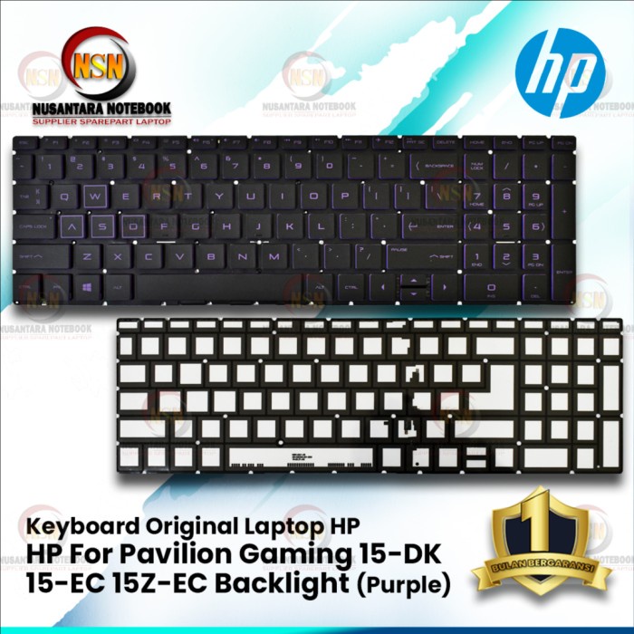 Keyboard Original HP For Pavilion Gaming 15-DK 15Z Backlight (Purple)