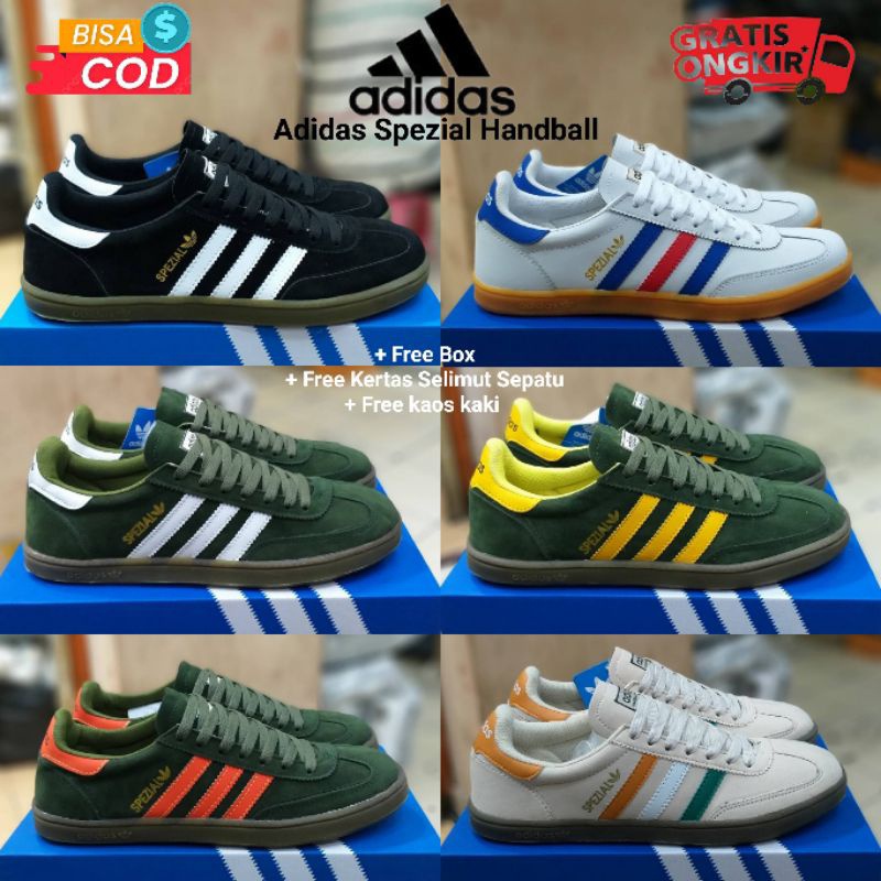 COD Sepatu Sneakers Adidas Spezial Handball - Adidas Handball Spesial Ice Blue Black White Blue Red 