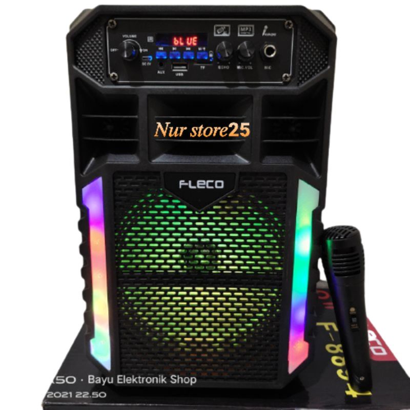 Speaker Bluetooth 8 Inchi Fleco F-8894 Gratis Microphone Karaoke Super Bass /Salon Aktif