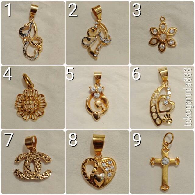 Mainan liontin kalung anak dan dewasa emas asli kadar 700 22 70% 1 g gr gram surabaya salib permata 