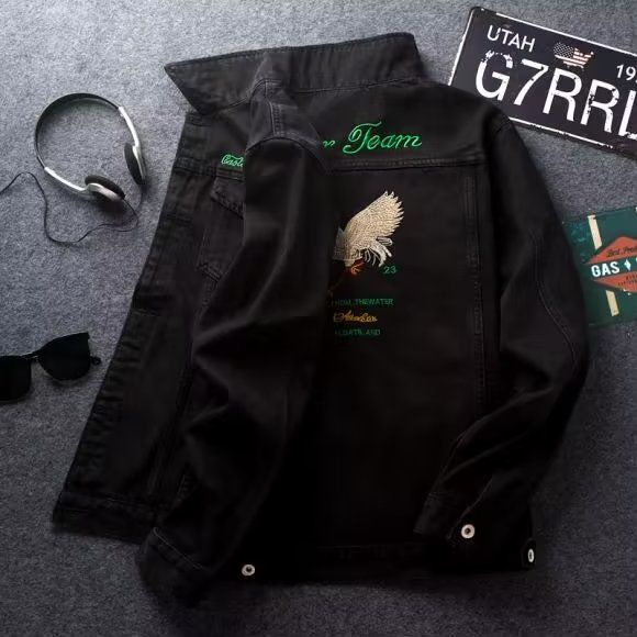 Men's denim jacket top, youth slim fit denim jacket