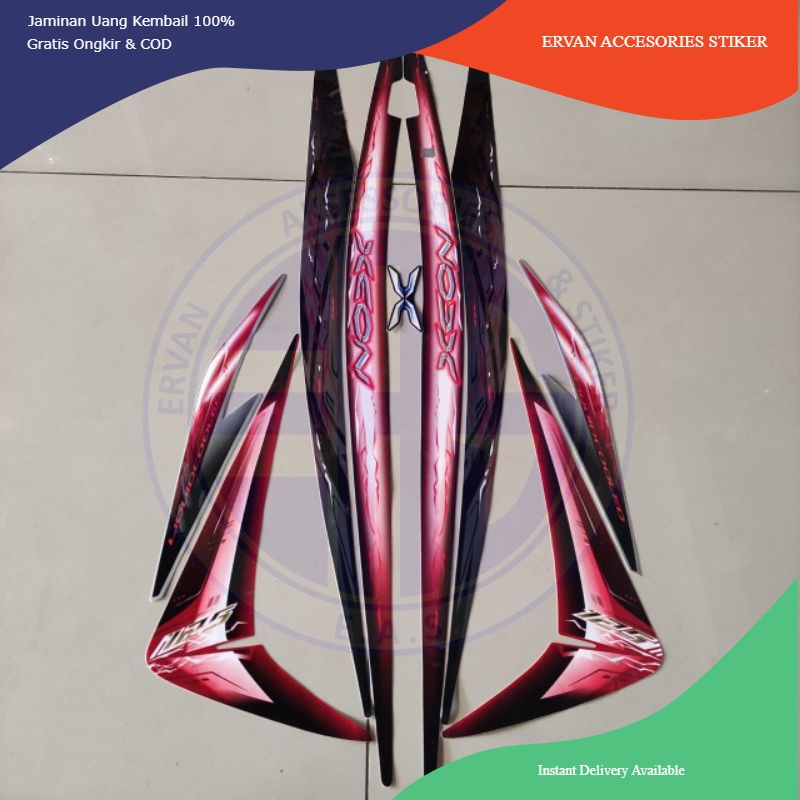 striping yamaha xeon 2010 hitam merah stiker list body standar berkualitas