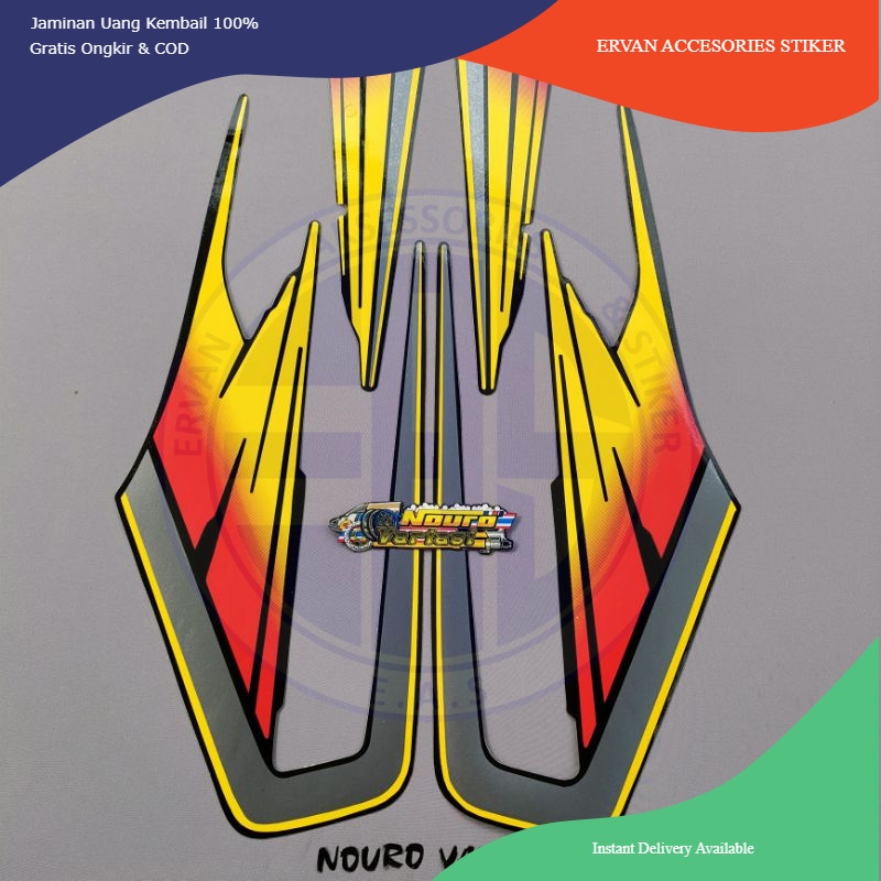 striping list body stiker yamaha rx king tahun 1995 full set kuning merah variasi kualitas