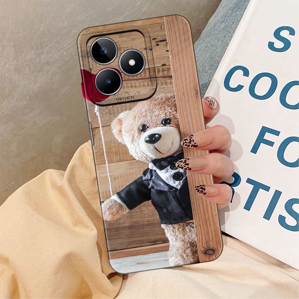Softcase HP Realme C53 / Realme C51 Fashion Printing Beruang Teddy Bear Lucu Imut Silikon - Softcase