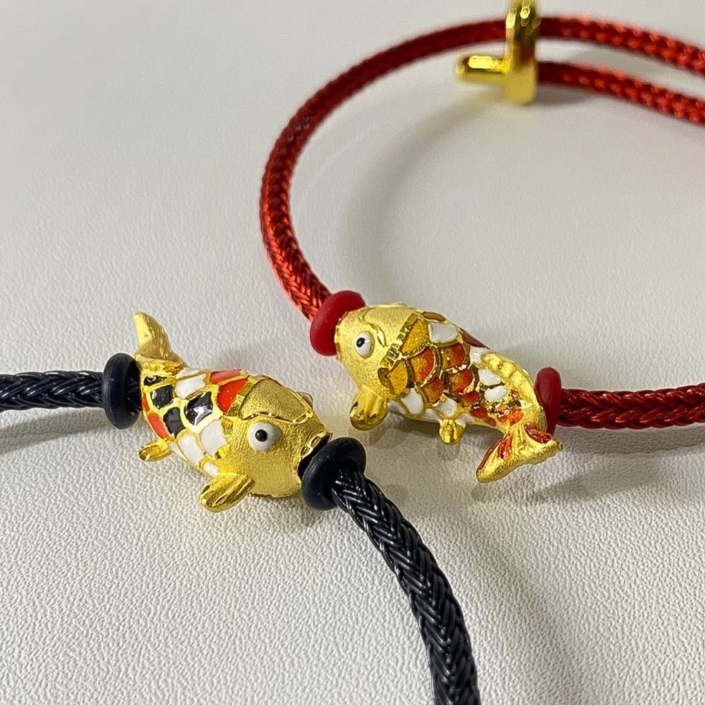 Pandora charm anak dan dewasa emas asli kadar 700 70 16k koi ikan hoki liontin mainan gelang kalung 