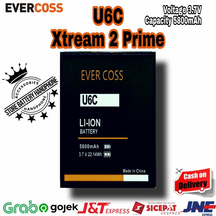 Battery Baterai Batrai Batre Evercoss Ever Coss U6C Xtream 2 Prime