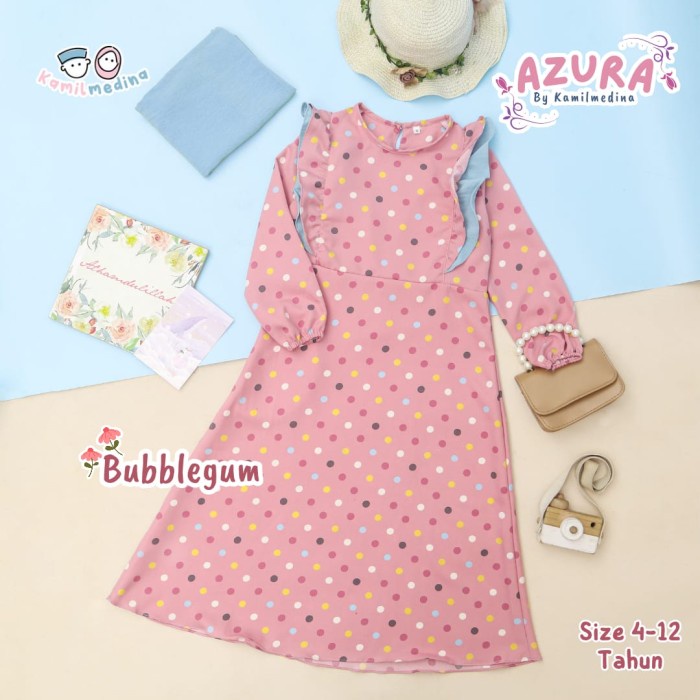 GAMIS AZURA ORI KAMIL MEDINA BAJU MUSLIM ANAK REMAJA PEREMPUAN - Sage Green, 12