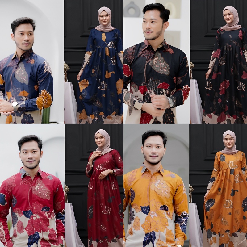 HARGA PISAH - BATIK COUPLE - BAJU BATIK TUNIK COUPLE PASANGAN LENGAN PANJANG SET PAKAIAN COUPLE TALI