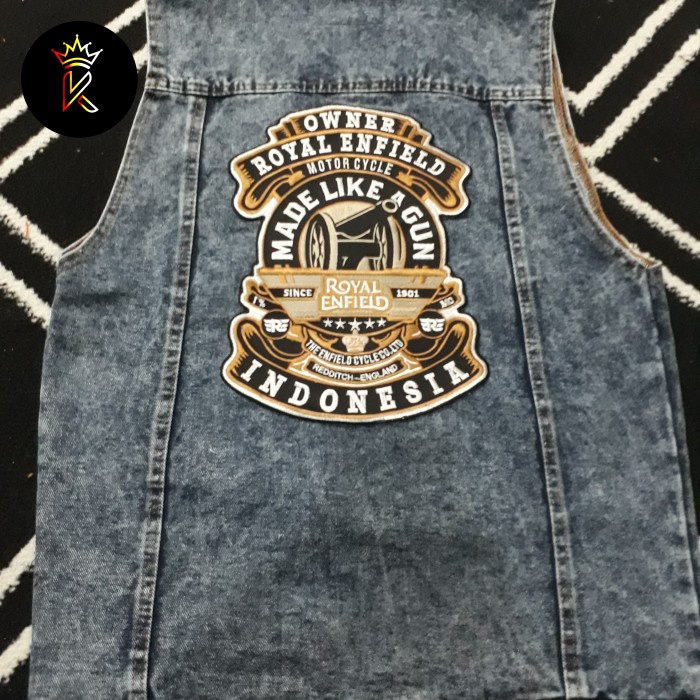 ✨BISA COD✨ -Vest Pria/Rompi royal enfield/rompi jeans/rompi anak motor/Vest Denim - L Rompi Fashion 