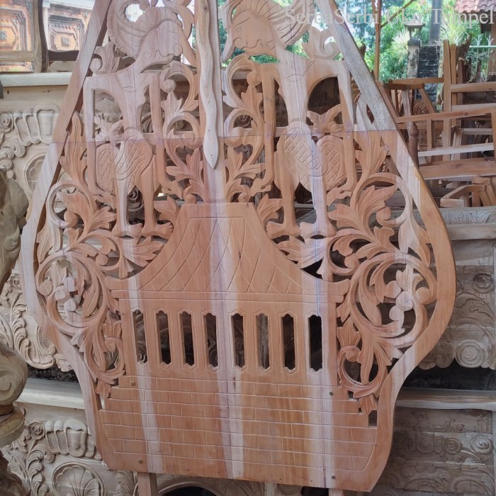 Gunungan Ukir Jawa Kayu MENTAH Wayang Dekor Pelaminan Jujur Barokah Termurah