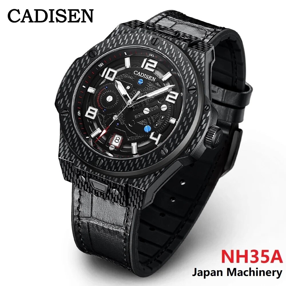 Jam Tangan Pria CADISEN New Mechanical Watch Men Sports 100M Waterproof Sapphire Wristwatch Luxury J