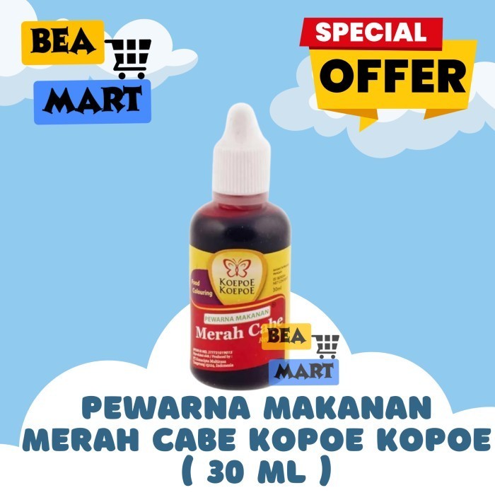 

Pewarna Makanan Kupu Koepoe Merah Cabe 30 ml | Food Coloring 30ml