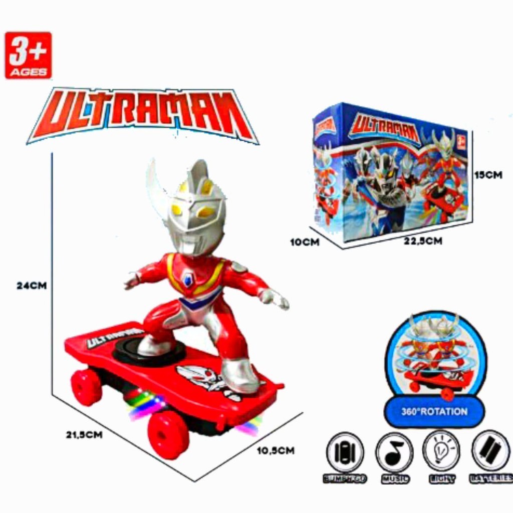 MAINAN ANAK ULTRAMAN SKATEBOARD SCOOTER STUNT PUTAR BRO1606