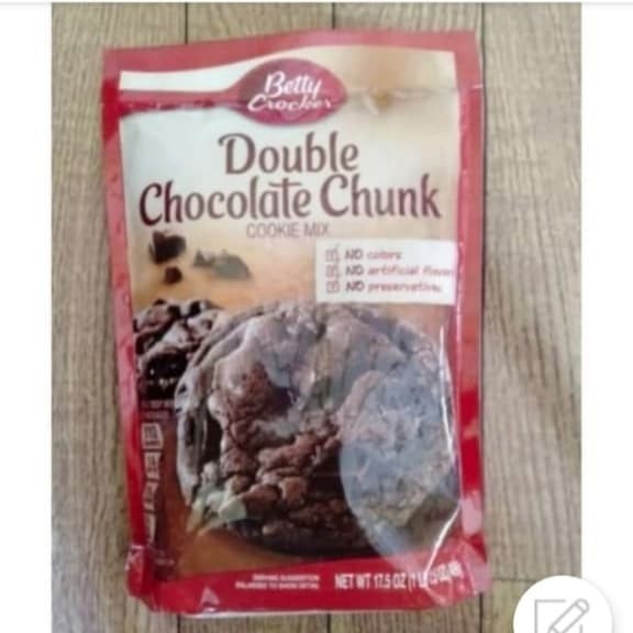 

Betty croker Double chocolate chunk cookie mix tepung instant 496gr