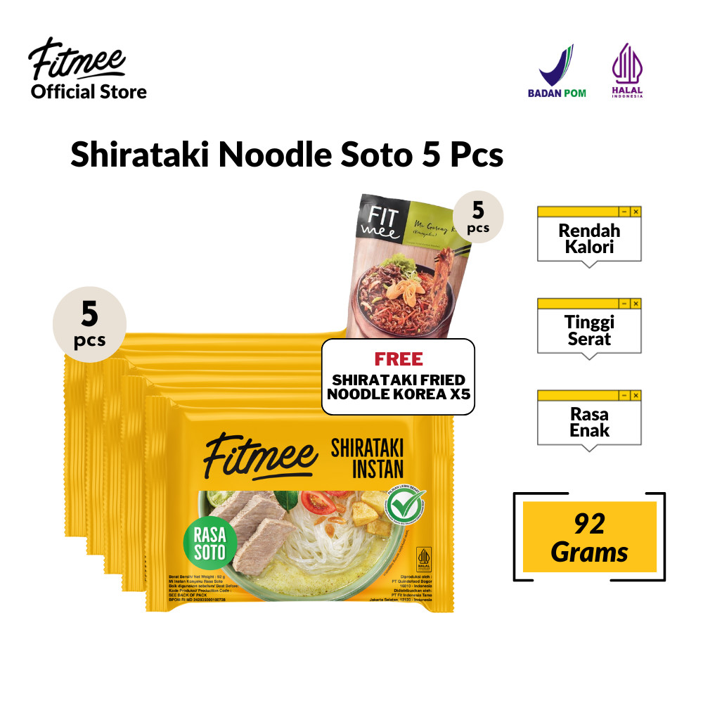 

Fitmee Mie Instan Sehat Shirataki Soto 5 Pcs FREE Goreng Korea 5 Pcs