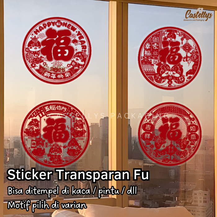 Sticker Stiker Imlek Fu Tempelan Hiasan Dinding Pintu Jendela Kaca Rumah Cafe Resto dll