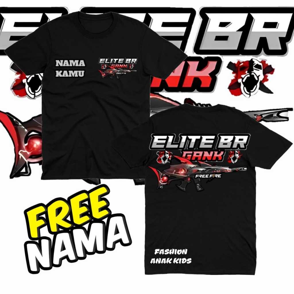 TWISSTER - (BISA COD) KAOS ANAK BAJU FREE FIRE FF ELITE BR GANK VERSI SCAR MEGALONDON BAJU ANAK FREE