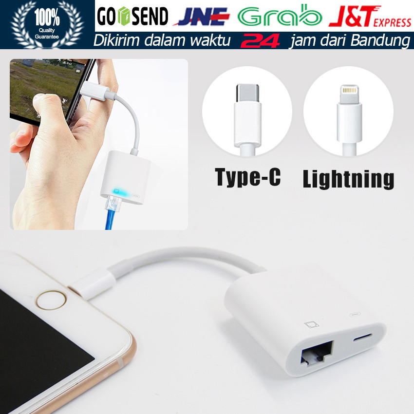 Converter Type-C / Lightning to LAN Ethernet RJ45 Adapter Charger Konektor Hub