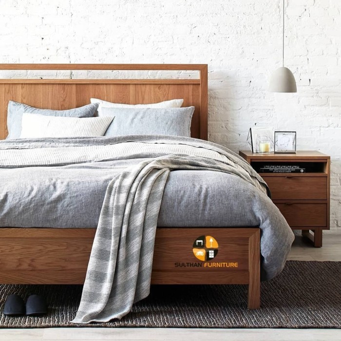 Rangka Tempat Tidur Minimalis - Dipan Retro Kayu Jati - Springbed - Bed 120x200