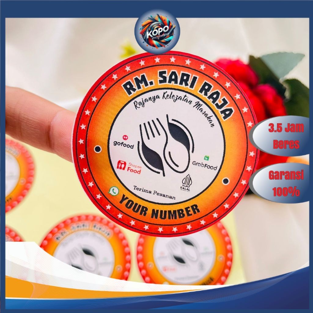 

KOPO 2-4 Sticker Warung Nasi Warnas Label Logo Rumah Makan Stiker Restoran Box Dus Free Desain