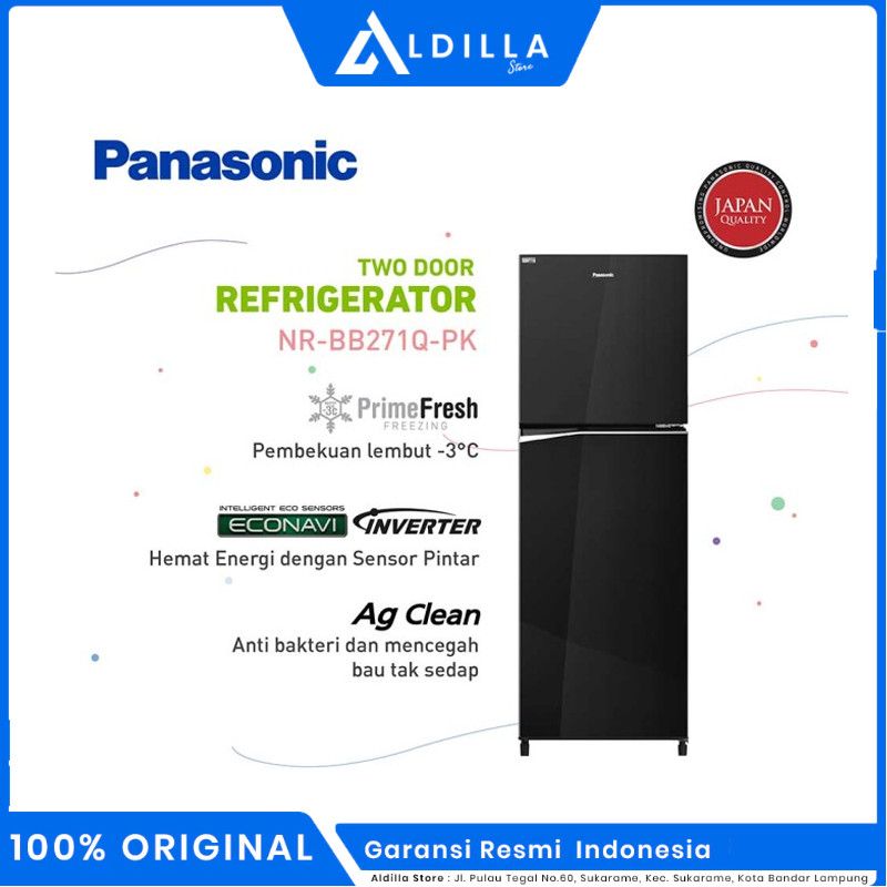 Kulkas Panasonic 2 pintu Prime Fresh NRBB271QPK hitam gloss garansi resmi