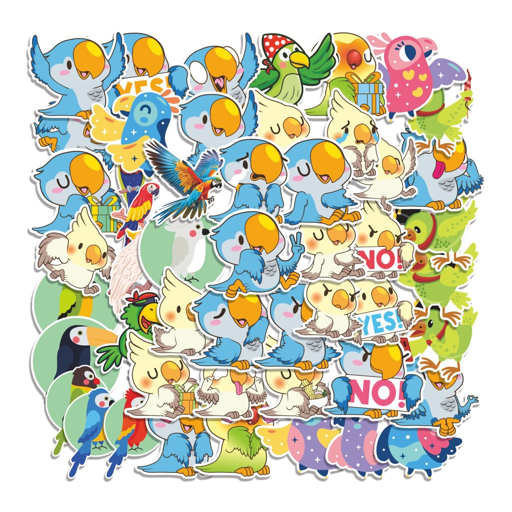 

COD 50 Pcs Stiker Parrot Lucu Anti Air Untuk Dekorasi Notebook Sepeda Skateboard Handphone