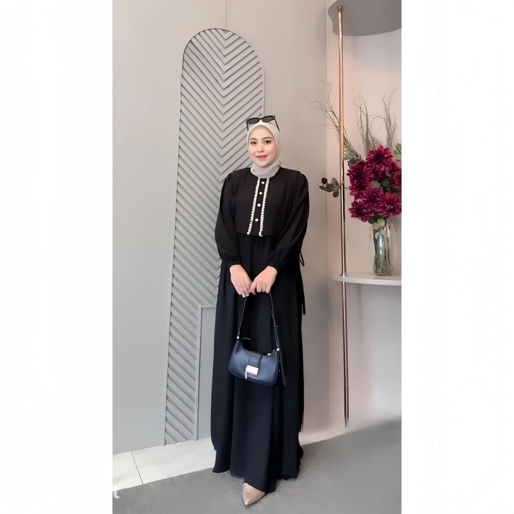 Ameera Dress Gamis Set Rompi Remaja - Gamis Outer Fashion Muslim Wanita Terbaru Dress Outer Wanita D