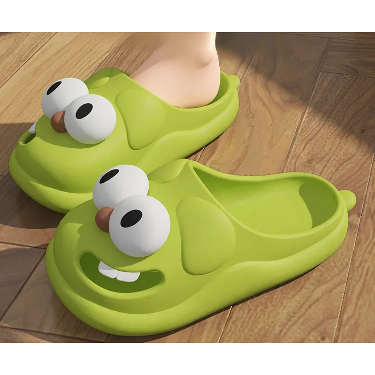 

Spring Summer New Upgraded Cute Big Eyes Slipper Women Indoor Outdoor Bathroom Sandals Thick Sole Men's Beach Shoes