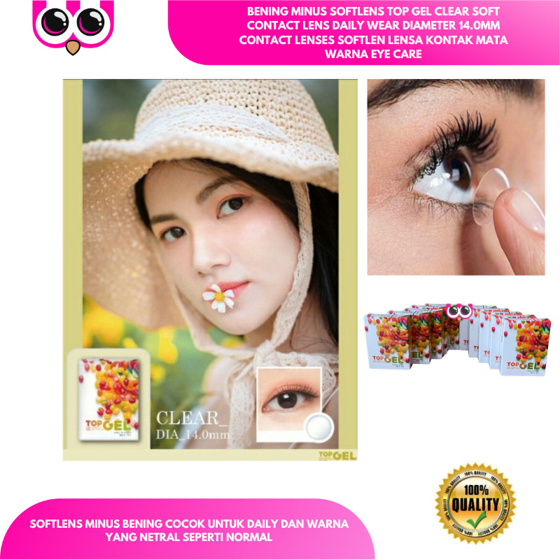 BENING MINUS SOFTLENS TOP GEL CLEAR TRANSPARAN SOFT CONTACT LENS DAILY WEAR DIAMETER 14.0MM CONTACT 
