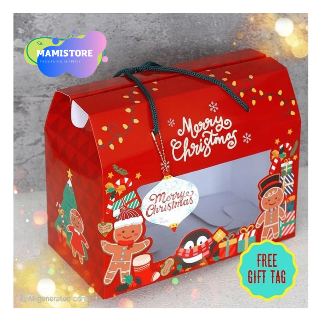 

KaromahID Gable Box Natal / Box Christmas untuk toples hampers / paper box multifungsi Xmas