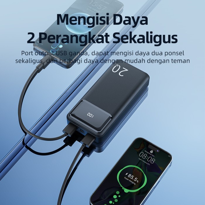KIVEE Poweank 20000 mah Power Bank Fast Charging Murah Mini LCD - PT112 20000MAH