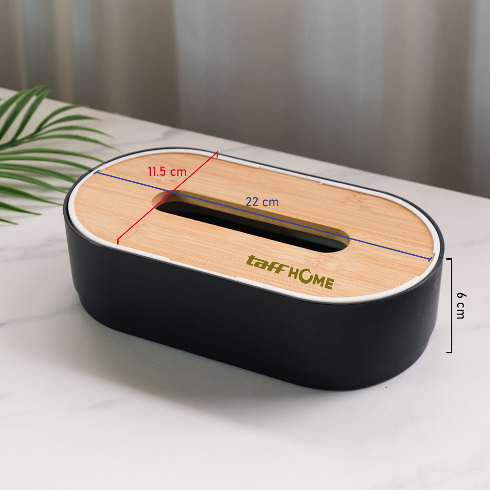 

Kotak Tisu Kayu Oval Lifting Tissue Box Storage 22x11.5x6cm Black