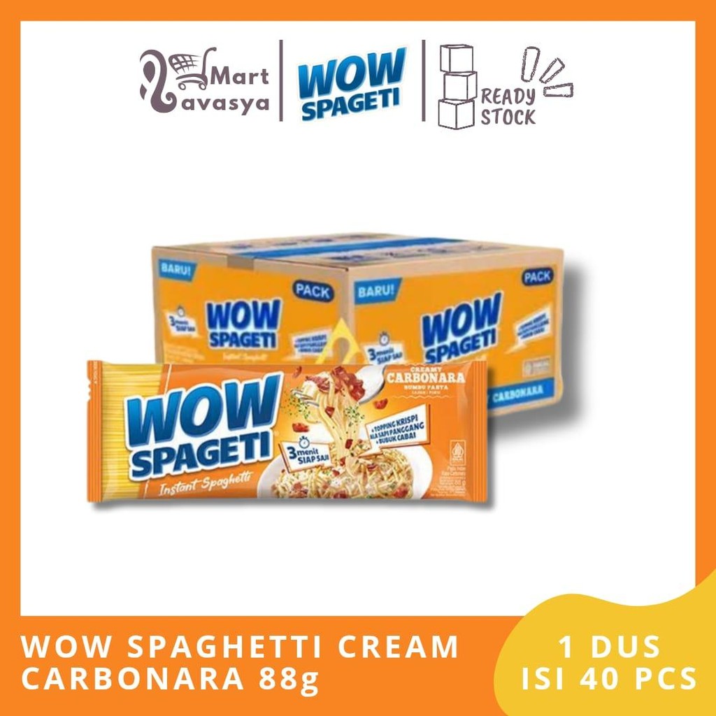 

WOW SPAGETI INSTANT SPAGHETTI CREAM CARBONARA PCK 88g - 1 DUS ISI 40 PCS - KOTA BANDUNG - LAVASYA MART
