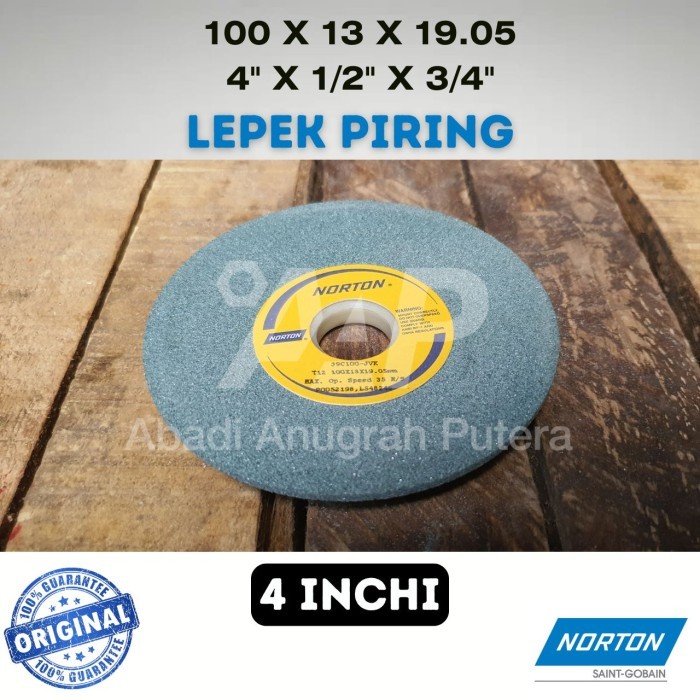Batu Gerinda Poles 4 inch 100x13x19,05 NORTON Mata Gurinda Asah Duduk Piring Lepek Hijau Flaring Dis