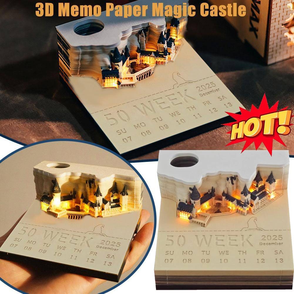 

New 2025 Creative Hogwarts Magic Castle Calendar Sticker With Light 3D Hand-torn Castle Calendar New Year Gift Birthday Gift
