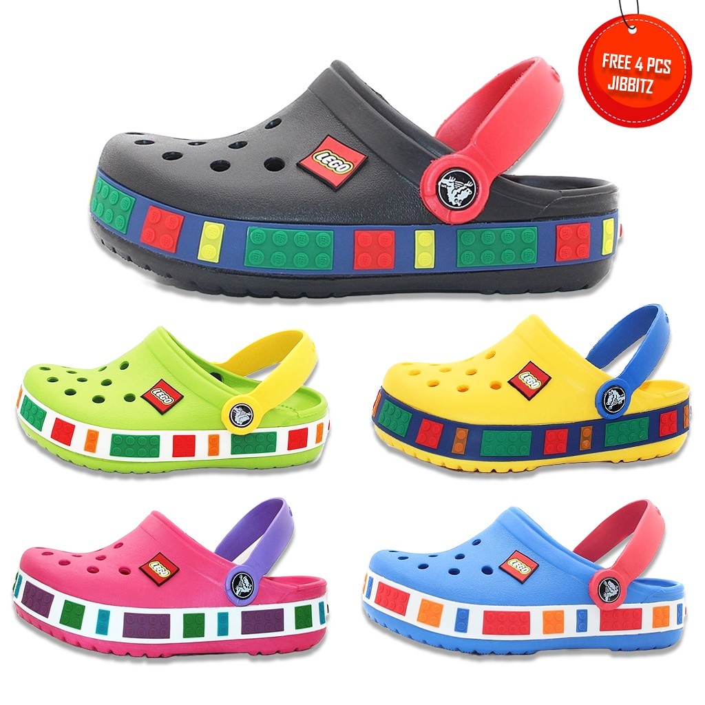 FR54E Crocs Lego Kids Dan Junior Crocs Sandal Anak Sendal Karet Empuk Anti Air Sale