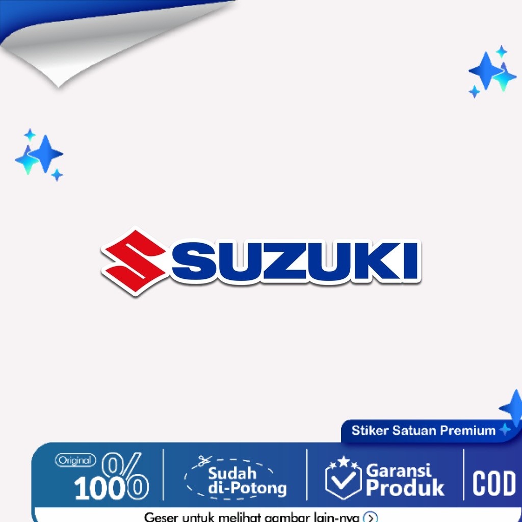 Stiker Suzuki Bodi Motor Laminasi Glossy 10cm Sticker Emblem Tahan Air