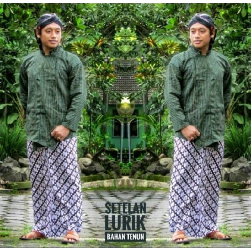 LURIK BAJU LURIK HIJAU PRIA / SETELAN BAJU LURIK JAWA / SURJAN LURIK HIJAU