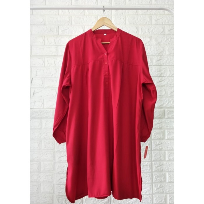 NEW -Tunik Polos Viscose Jumbo Merah Cabe - L